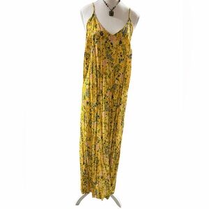 Old Navy Rayon Yellow Floral Maxi Dress